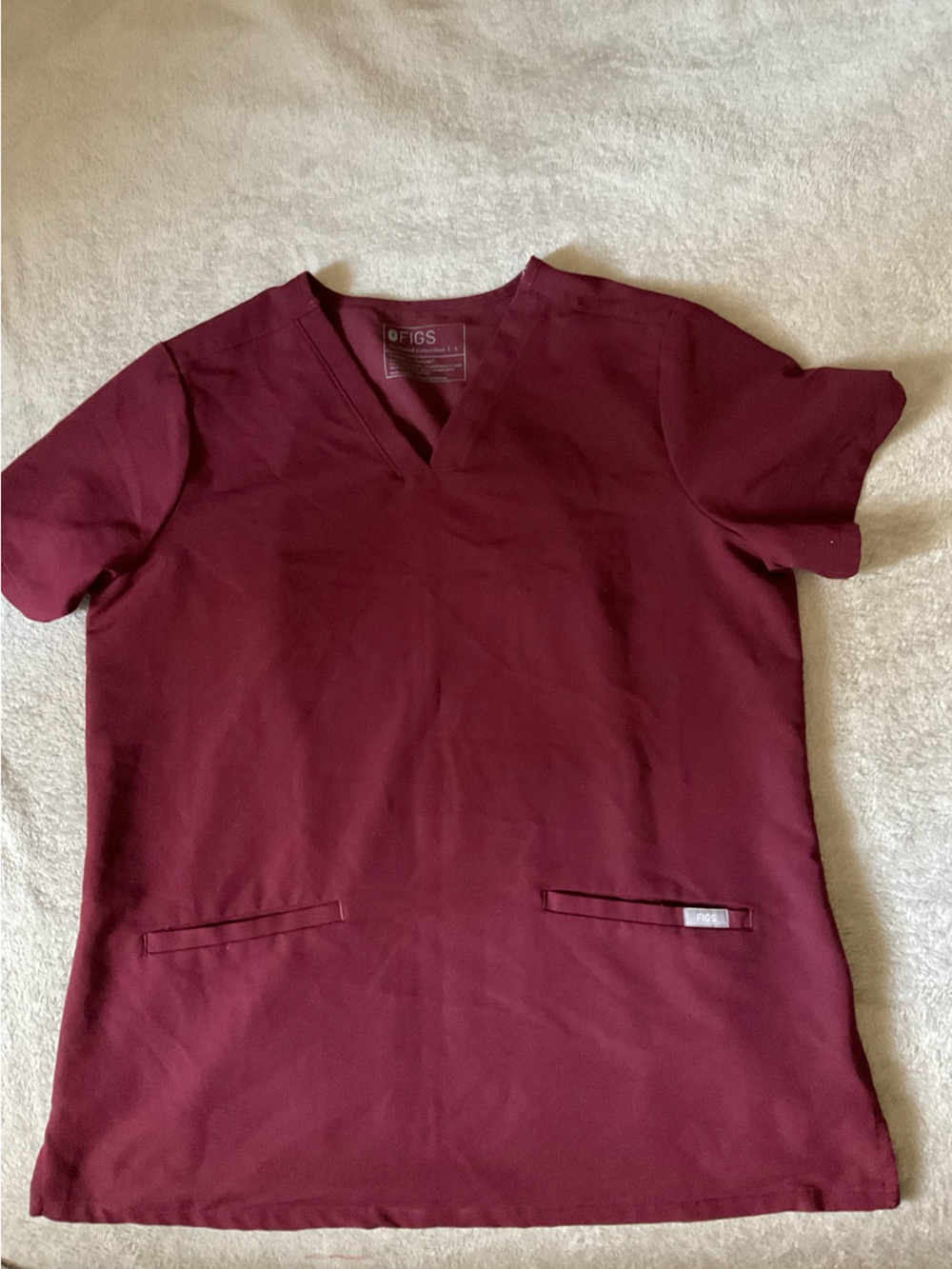 Figs Maroon V-Neck Medical Top